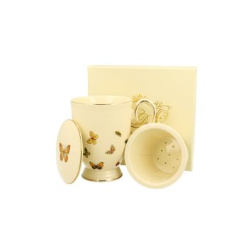 BÖGRE PORC. SZŰRŐVEL ÉS FEDŐVEL ECRU BUTTERFLIES  400ML