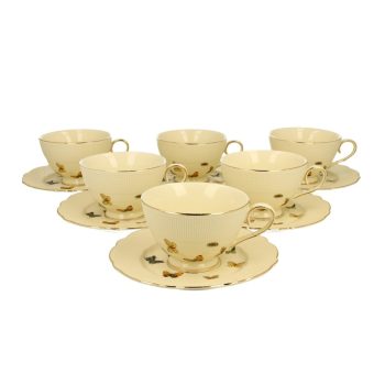 CSÉSZ+ALJ SZETT PORC. 6SZ. ECRU BUTTERFLIES 260ML