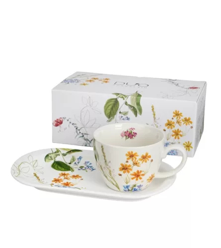 REGGELIZŐ SZETT JUMBO CSÉSZE+ALÁTÉT PORC. COLORS OF NATURE 450ML