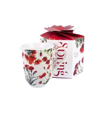 BÖGRE PIROS VIRÁG MINTÁVAL DÍSZDOBOZBAN