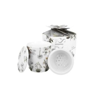   BÖGRE FEHÉR VIRÁG MINTÁVAL ÉS TEASZŰRŐVEL DÍSZDOBOZBAN