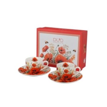 KÁVÉSCSÉSZE SZETT 2DB-OS DÍSZDOBOZBAN PIPACSOS