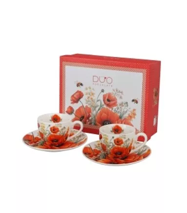 KÁVÉSCSÉSZE SZETT 2DB-OS DÍSZDOBOZBAN PIPACSOS