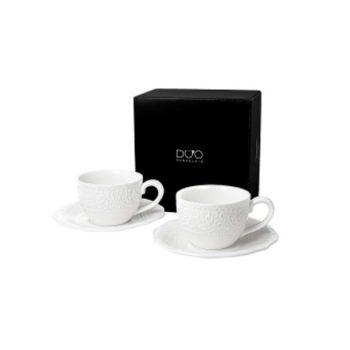   KÁVÉSCSÉSZE SZETT 2DB-OS FEHÉR, DÍSZDOBOZBAN "ALICE"