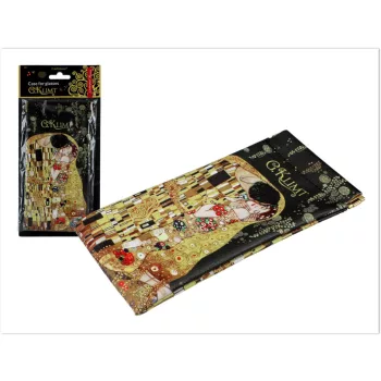   SZEMÜVEGTOK PUHA - G. KLIMT, A CSÓK, FEKETE HÁTTÉR 9X18CM