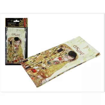   SZEMÜVEGTOK PUHA - G. KLIMT, A CSÓK, VILÁGOS HÁTTÉR 9X18CM