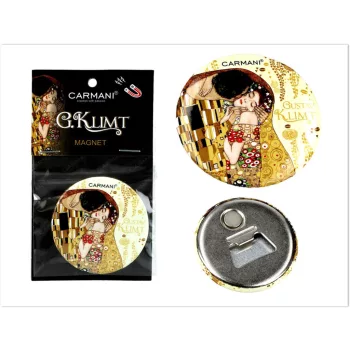 SÖRBONTÓ MÁGNESSEL KLIMT A CSÓK, KRÉM HÁTTÉR 5,6CM