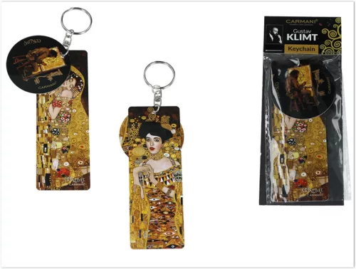 TÁSKADÍSZ/KULCSTARTÓ KLIMT A CSÓK ÉS ADELA 40X115MM