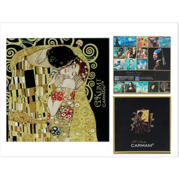   POHÁRALÁTÉT KLIMT "A CSÓK" FEKETE ALAPON 11.5X11.5CM
