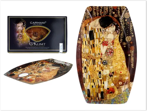 ÜVEGTÁL KLIMT "A CSÓK" 30.8X20.9CM