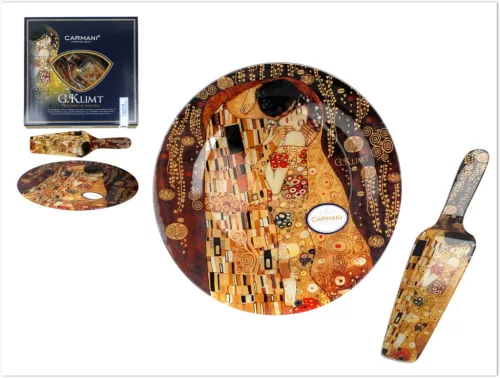 ÜVEGTÁL SPATULÁVAL KLIMT 'A CSÓK" 27CM