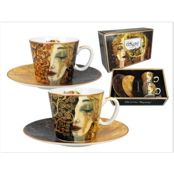   KÁVÉSCSÉSZE KÉSZLET KLIMT"ARANY KÖNNYEK" FEHÉR ÉS FEKETE HÁTTÉR 2DB 100ML