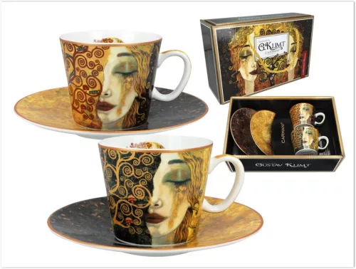 KÁVÉSCSÉSZE KÉSZLET KLIMT"ARANY KÖNNYEK" FEHÉR ÉS FEKETE HÁTTÉR 2DB 100ML
