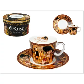   KÁVÉSCSÉSZE + ALÁTÉT PORC. DÍSZDOBOZOS 100ML / 13CM KLIMT