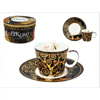   KÁVÉSCSÉSZE + ALÁTÉT PORC. DÍSZDOBOZOS 100ML / 13CM KLIMT