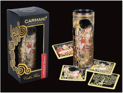 VODKÁS POHÁR 60ML + 4DB ALÁTÉT DÍSZDOBOZOS KLIMT