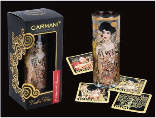 VODKÁS POHÁR 60ML + 4DB ALÁTÉT DÍSZDOBOZOS KLIMT