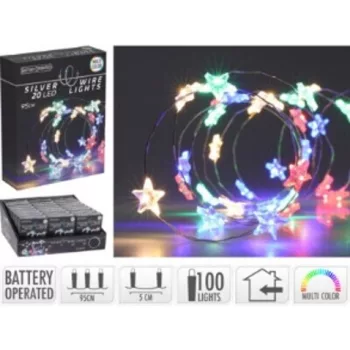   KARÁCSONYI DEKORÁCIÓ 40 LED EZÜST FÉNYFÜZÉR TÖBBSZINŰ