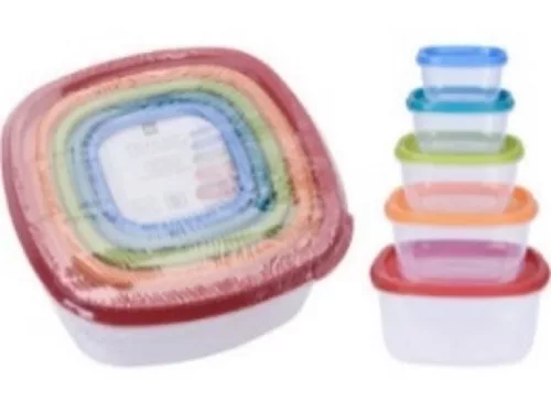 TÁROLÓ DOBOZ SZETT 5DB-OS 225ML/375ML/650ML/1125ML/1900ML VEGYES SZÍNEK