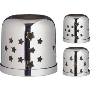 MÉCSESTARTÓ FÉM 8,5X8,5X8CM, EZÜST 2F.