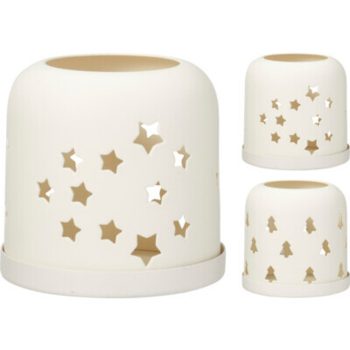 MÉCSESTARTÓ FÉM 8,5X8,5X8CM, FEHÉR 2F.