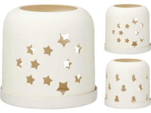 MÉCSESTARTÓ FÉM 8,5X8,5X8CM, FEHÉR 2F.