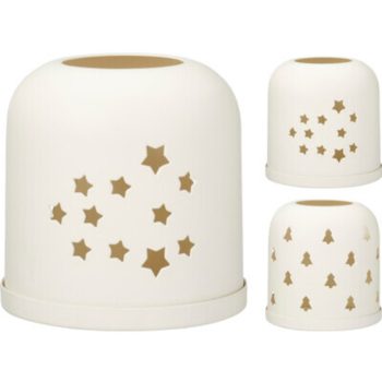 MÉCSESTARTÓ FÉM 10,3X10,3X10CM, FEHÉR 2F.