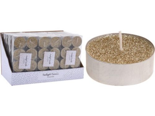 TEAMÉCSES KARÁCSONYI ARANY GLITTERREL 8DB-OS 3,7X3,7X1,1CM