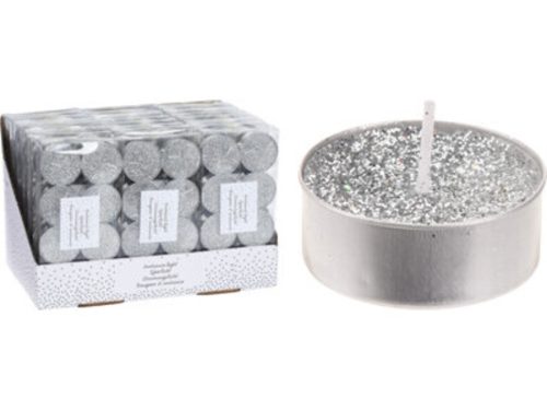 TEAMÉCSES KARÁCSONYI EZÜST GLITTERREL 8DB-OS 3,7X3,7X1,1CM
