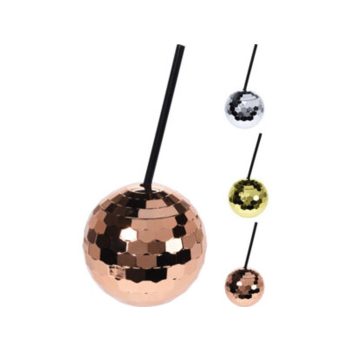 POHÁR SZÍVÓSZÁLAS GÖMB ALAKÚ MŰA. 12X12CM 3F.