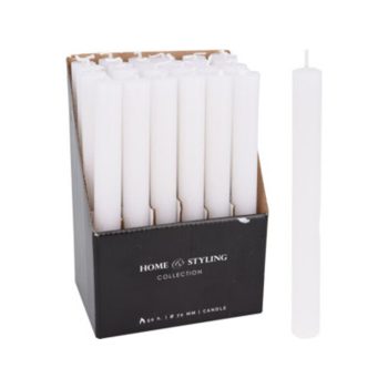   RUSZTIKUS ASZTALI GYERTYA, 21X200MM, SZÍN: FEHÉR, 60 GR., 8 ÓRA ÉGÉSI IDŐ