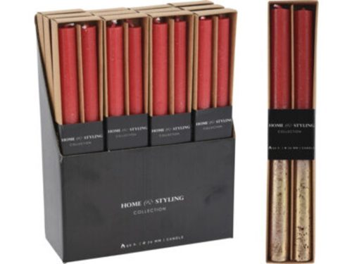 GYERTYÁK, 21X250MM, 70 GR., 2 GYERTYA KÉSZLET, NYITOTT ABLAKOS DOBOZBAN CSOMAGOL