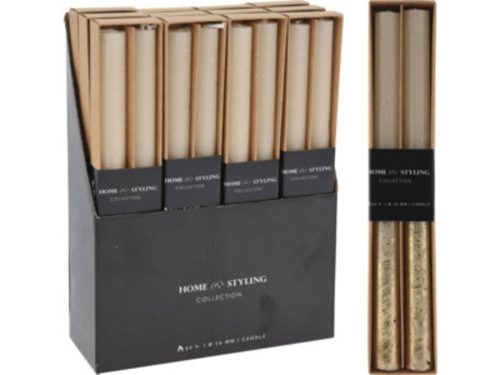 GYERTYÁK, 21X250MM,  70 GR., 2 GYERTYA KÉSZLET, NYITOTT ABLAKOS DOBOZBAN, SZÍN: