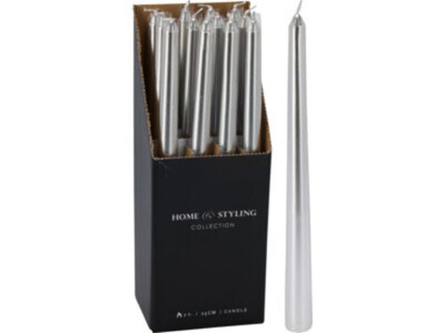 VACSORAGYERTYA, 21X21X250MM, 45 GRAM, SZÍN: EZÜST, METÁL BEVONATÚ GYERTYÁK, DOBO