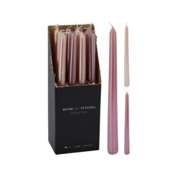   VACSORAGYERTYA, 21X21X250MM, 56 GRAM, 2 SZÍN: VILÁGOS RÓZSASZÍN ÉS SÖTÉT RÓZSASZ