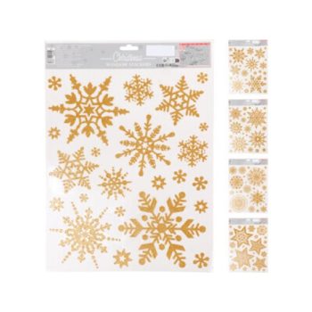   ABLAKMATRICA, POLIPROPILÉN, 30X42CM, SZÍN: ARANY, 4 HÓPEHELY MINTÁVAL