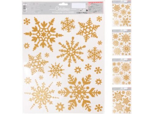 ABLAKMATRICA, POLIPROPILÉN, 30X42CM, SZÍN: ARANY, 4 HÓPEHELY MINTÁVAL