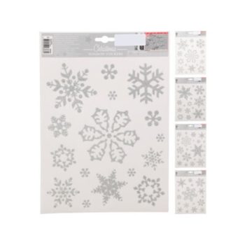   ABLAKMATRICA, POLIPROPILÉN, 30X42CM, SZÍN: EZÜST, 4 HÓPEHELY MINTÁVAL