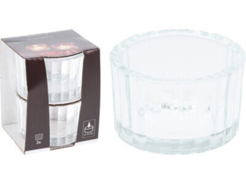 GYERTYATARTÓ, ÜVEG 2 DB-OS KÉSZLET, DARABONKÉNT: 57X30MM 100 GR.