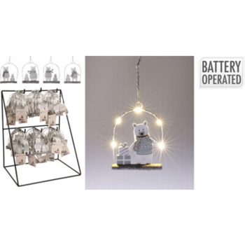   JEGESMEDVE FÜGGŐ DEKORÁCIÓ LED LÁMPÁKKAL, 90X10X125MM, 1090 GRAMM, 4 JEGESMEDVE