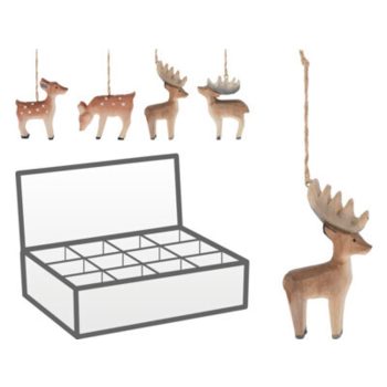   RÉNSZARVAS FÜGGŐ DEKORÁCIÓ, 7X2X9CM, 4 KARÁCSONYI MINTÁVAL