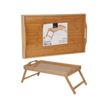 TÁLCA ÁLLVÁNNYAL BAMBUSZ 50X30X21CM