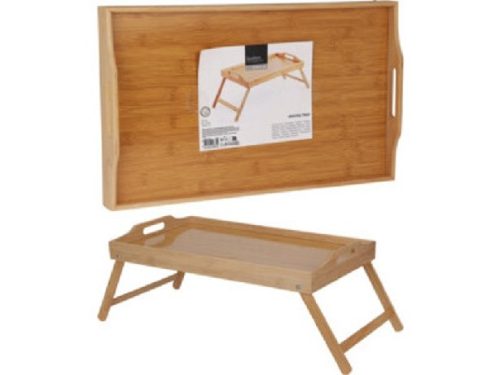 TÁLCA ÁLLVÁNNYAL BAMBUSZ 50X30X21CM