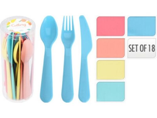 EVŐESZKÖZ SZETT MŰA. 18DB-OS (6KANÁL, 6VILLA, 6KÉS) 4F. SZÍN HOSSZ: 16CM