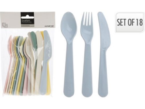 EVŐESZKÖZ SZETT MŰA. 18DB-OS (6KANÁL, 6VILLA, 6KÉS) 6F. SZÍN HOSSZ: 16CM