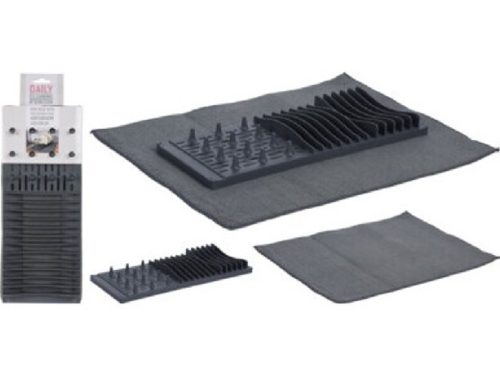 MOSOGATÓ CSÖPÖGTETŐ 40X16X4CM MIKROSZÁLAS SZÁRÍTÓSZÖNYEGGEL 48X38CM SZÜRKE SZÍNB