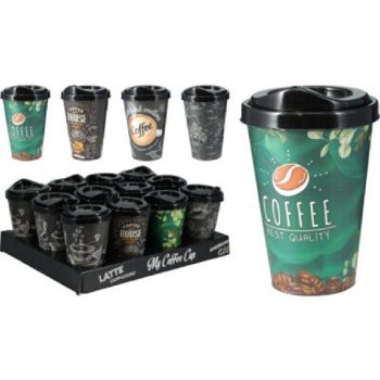 KÁVÉSPOHÁR PP 400ML 8,5X1,3CM 43G 4 FÉLE SZÍN