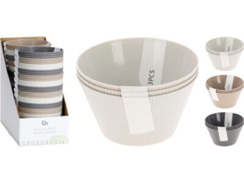 TÁL PP 12X7CM 3DB-OS 3 FÉLE SZÍN