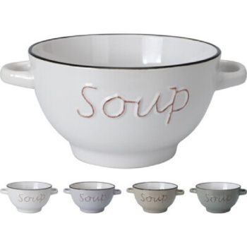 LEVESES TÁL FÜLES STONEWARE "SOUP" 650ML 4F.