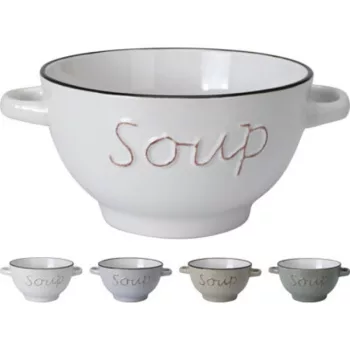 LEVESES TÁL FÜLES STONEWARE 'SOUP' 650ML 4F.